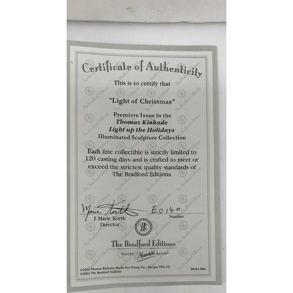 Thomas Kinkade Light Up The Holidays The Light Of Christmas Santa Fireplace COA - Picture 11 of 12